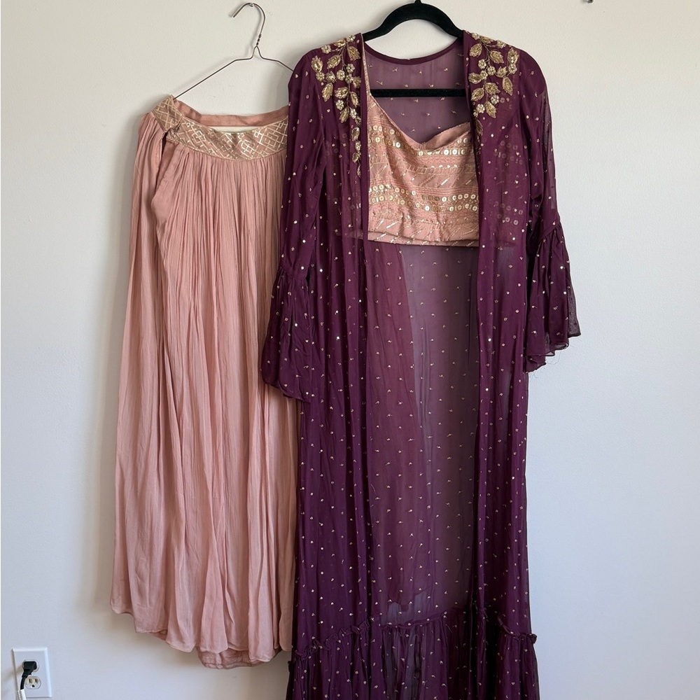 Sequin Embroidered Pink Lehenga Set